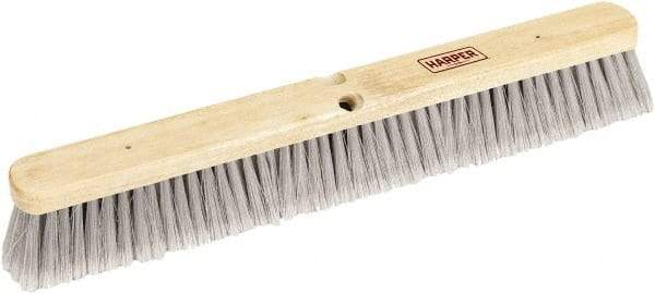 Harper Brush - 24" Smooth Surface Synthetic Push Broom - 3" Bristle Length, Wood Block, Threaded Handle Connection, Handle Sold Separately - Eagle Tool & Supply