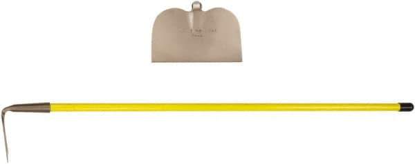 Ampco - 6-1/8" High x 11-1/2" Wide Square Aluminum Bronze Hoe - 55" Long Fiberglass Straight Handle, No Step - Eagle Tool & Supply