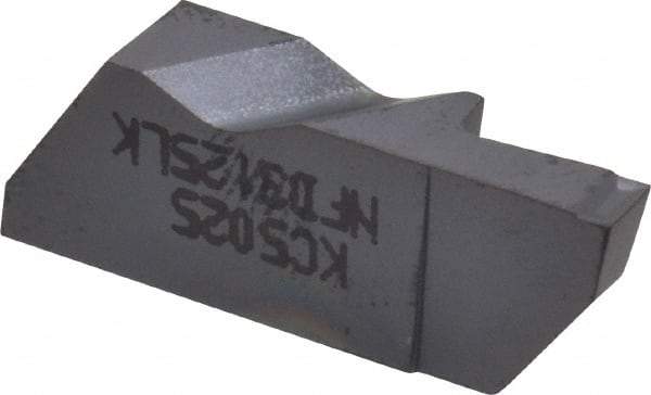 Kennametal - 3125NFD K Grade KC5025, 3.18mm Cutting Width Carbide Grooving Insert - 6.35mm Max Depth of Cut, Left Hand, 0.19mm Corner Radius, TiAlN Finish - Eagle Tool & Supply