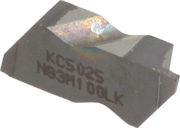 Kennametal - 3M100NG K Grade KC5025, 1mm Cutting Width Carbide Grooving Insert - 1.91mm Max Depth of Cut, Left Hand, 0.19mm Corner Radius, TiAlN Finish - Eagle Tool & Supply