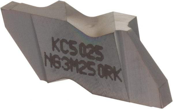 Kennametal - 3M250NG K Grade KC5025, 2.5mm Cutting Width Carbide Grooving Insert - 3.81mm Max Depth of Cut, Right Hand, 0.19mm Corner Radius, TiAlN Finish - Eagle Tool & Supply