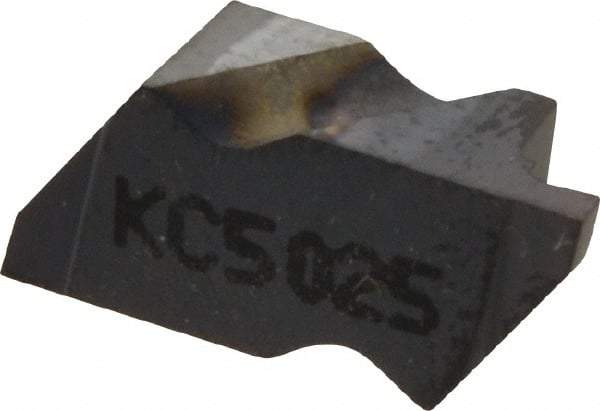 Kennametal - 2041NG Grade KC5025, 1.04mm Cutting Width Carbide Grooving Insert - 1.27mm Max Depth of Cut, Left Hand, 0.09mm Corner Radius, TiAlN Finish - Eagle Tool & Supply