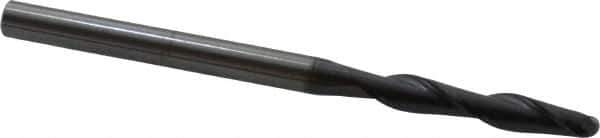 OSG - 1/4" Diam, 1-1/2" LOC, 2 Flute Solid Carbide Ball End Mill - TiAlN Finish, Single End, 4" OAL, 1/4" Shank Diam, Spiral Flute - Eagle Tool & Supply