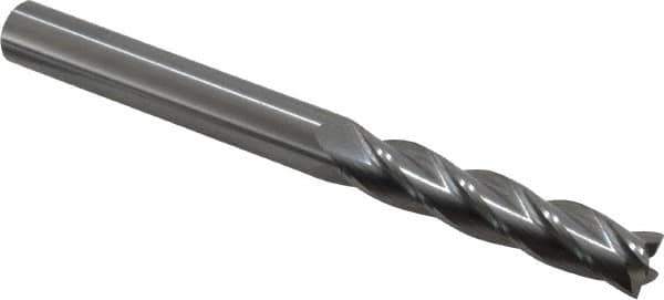 OSG - 3/8", 1-3/4" LOC, 3/8" Shank Diam, 4" OAL, 4 Flute, Solid Carbide Square End Mill - Single End, Uncoated, Spiral Flute, 30° Helix, Centercutting, Right Hand Cut, Right Hand Flute, Series 484 - Eagle Tool & Supply