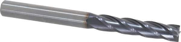 OSG - 3/8", 1-3/4" LOC, 3/8" Shank Diam, 4" OAL, 4 Flute, Solid Carbide Square End Mill - Single End, TiAlN Finish, Spiral Flute, 30° Helix, Centercutting, Right Hand Cut, Right Hand Flute, Series 484 - Eagle Tool & Supply