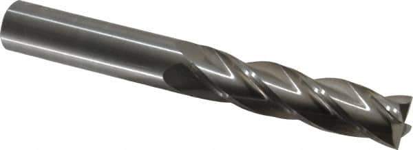 OSG - 3/4", 3" LOC, 3/4" Shank Diam, 6" OAL, 4 Flute, Solid Carbide Square End Mill - Single End, Uncoated, Spiral Flute, 30° Helix, Centercutting, Right Hand Cut, Right Hand Flute, Series 484 - Eagle Tool & Supply