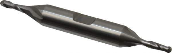 OSG - 1/8" Diam, 3/8" LOC, 2 Flute Solid Carbide Ball End Mill - Uncoated, Double End, 3-1/16" OAL, 3/8" Shank Diam, Spiral Flute - Eagle Tool & Supply