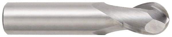 OSG - 1/2" Diam, 5/8" LOC, 2 Flute Solid Carbide Ball End Mill - Uncoated, Single End, 2-1/2" OAL, 1/2" Shank Diam, Spiral Flute - Eagle Tool & Supply