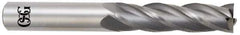 OSG - 1", 2-1/4" LOC, 1" Shank Diam, 5" OAL, 4 Flute, Solid Carbide Square End Mill - Single End, TiCN Finish, Spiral Flute, 30° Helix, Centercutting, Right Hand Cut, Right Hand Flute, Series 464 - Eagle Tool & Supply