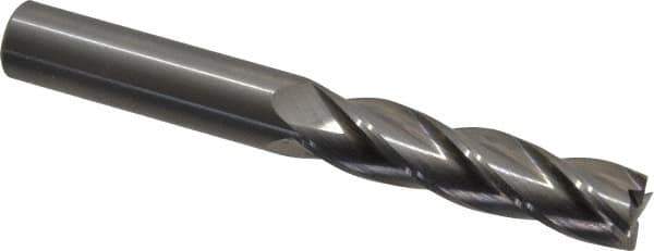 OSG - 1/2", 2" LOC, 1/2" Shank Diam, 4" OAL, 4 Flute, Solid Carbide Square End Mill - Single End, Uncoated, Spiral Flute, 30° Helix, Centercutting, Right Hand Cut, Right Hand Flute, Series 464 - Eagle Tool & Supply