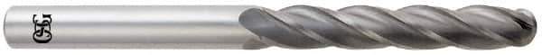 OSG - 5/8" Diam, 3" LOC, 4 Flute Solid Carbide Ball End Mill - Uncoated, Single End, 6" OAL, 5/8" Shank Diam, Spiral Flute - Eagle Tool & Supply