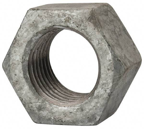 Value Collection - 2 - 4-1/2 UNC Steel Right Hand Hex Nut - 3" Across Flats, 1-23/32" High, Hot Dipped Galvanized Finish - Eagle Tool & Supply