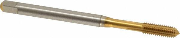 Emuge - #10-32 UNF 2BX Modified Bottoming Thread Forming Tap - Cobalt, TiN Finish, 2.756" OAL, 0.512" Thread Length, Right Hand Thread, Series Rekord Druck-S - Eagle Tool & Supply