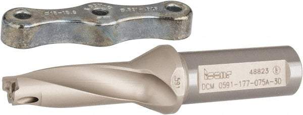 Iscar - 0.591 to 5/8" Diam, 3xD, 1.77" Max Depth, 3/4" Shank Diam, Replaceable Tip Drill - IDI Insert, 15 Seat Size, DCM Toolholder, Series ChamDrill - Eagle Tool & Supply