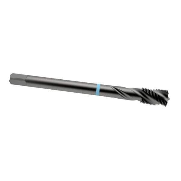 Emuge - 7/16-20 UNF 3 Flute 2B Modified Bottoming Spiral Flute Tap - Cobalt, Oxide Finish, 3.937" OAL, Right Hand Flute, Right Hand Thread, Series Enorm-VA - Eagle Tool & Supply