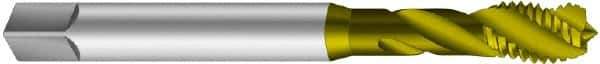 Emuge - #5-40 UNC 3 Flute 2B Bottoming Spiral Flute Tap - Cobalt, TiN Finish, 2.205" OAL, Right Hand Flute, Right Hand Thread, Series Enorm Z - Exact Industrial Supply