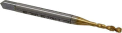 Emuge - #2-56 UNC 2 Flute 2B Bottoming Spiral Flute Tap - Cobalt, TiN Finish, 1.772" OAL, Right Hand Flute, Right Hand Thread, Series Enorm Z - Exact Industrial Supply