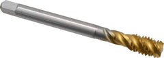 Emuge - 7/16-14 UNC 4 Flute 2B Bottoming Spiral Flute Tap - Cobalt, TiN Finish, 3.937" OAL, Right Hand Flute, Right Hand Thread, Series Enorm Z - Eagle Tool & Supply