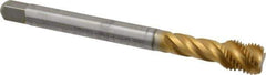 Emuge - 7/16-20 UNF 4 Flute 2B Bottoming Spiral Flute Tap - Cobalt, TiN Finish, 3.937" OAL, Right Hand Flute, Right Hand Thread, Series Enorm Z - Eagle Tool & Supply