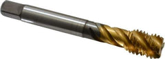 Emuge - 5/8-11 UNC 4 Flute 2B Bottoming Spiral Flute Tap - Cobalt, TiN Finish, 4.331" OAL, Right Hand Flute, Right Hand Thread, Series Enorm Z - Eagle Tool & Supply