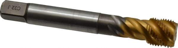 Emuge - 5/8-18 UNF 5 Flute 2B Bottoming Spiral Flute Tap - Cobalt, TiN Finish, 3.937" OAL, Right Hand Flute, Right Hand Thread, Series Enorm Z - Eagle Tool & Supply
