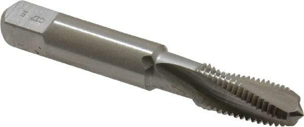 Emuge - 1/16-27 NPT, 15° Helix, 3 Flutes, Modified Bottoming Chamfer, Bright Finish, High Speed Steel, Spiral Flute Pipe Tap - Right Hand Flute, 5/16" Shank Diam, 0.69" Thread Length, 0.250-0.375" Projection, 0.234" Square Size, - Eagle Tool & Supply