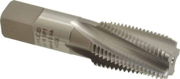 Emuge - 1/2-14 NPT, 15° Helix, 5 Flutes, Modified Bottoming Chamfer, Bright Finish, High Speed Steel, Spiral Flute Pipe Tap - Right Hand Flute, 11/16" Shank Diam, 1.38" Thread Length, 0.517-0.641" Projection, 0.515" Square Size, - Eagle Tool & Supply