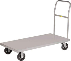 Little Giant - 1,600 Lb Capacity Steel Platform Truck - Steel Deck, 24" OAW, 48" Platform Length x 9" Platform Height, Mold On Rubber Casters - Eagle Tool & Supply