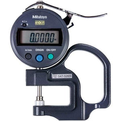 Mitutoyo - 0mm to 12mm Measurement, 0.001mm Resolution Electronic Thickness Gage - Accurate up to 0.0002", 1.5 N Measuring Force - Eagle Tool & Supply