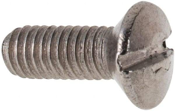Value Collection - M3x0.50 Metric Coarse, 8mm OAL Slotted Drive Machine Screw - Oval Head, Grade 316 & A4 Stainless Steel, Uncoated, Without Washer - Eagle Tool & Supply