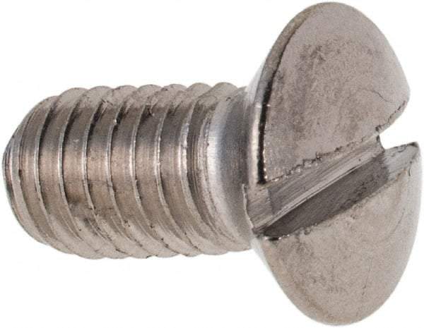 Value Collection - M5x0.80 Metric Coarse, 10mm OAL Slotted Drive Machine Screw - Oval Head, Grade 316 & A4 Stainless Steel, Uncoated, Without Washer - Eagle Tool & Supply