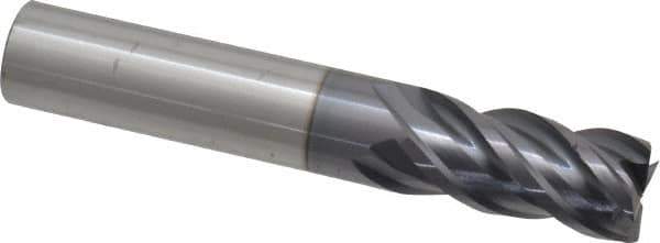 ProMax - 1/2", 1" LOC, 1/2" Shank Diam, 3" OAL, 4 Flute, Solid Carbide Square End Mill - Single End, AlTiN Finish, Spiral Flute, 40° Helix, Right Hand Cut, Right Hand Flute, Series 155 - Eagle Tool & Supply