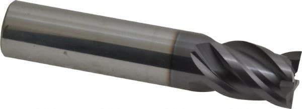 ProMax - 1/2", 5/8" LOC, 1/2" Shank Diam, 2-1/2" OAL, 4 Flute, Solid Carbide Square End Mill - Single End, AlTiN Finish, Spiral Flute, 40° Helix, Centercutting, Right Hand Cut, Right Hand Flute, Series 155 - Eagle Tool & Supply