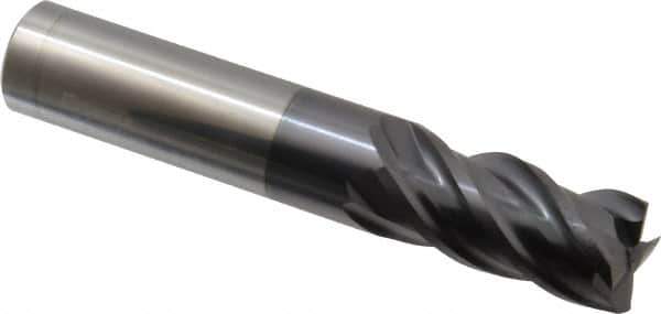 ProMax - 5/8", 1-1/4" LOC, 5/8" Shank Diam, 3-1/2" OAL, 4 Flute, Solid Carbide Square End Mill - Single End, AlTiN Finish, Spiral Flute, 40° Helix, Right Hand Cut, Right Hand Flute, Series 155 - Eagle Tool & Supply