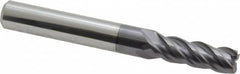 Corner Radius End Mill: 0.2813″ Dia, 3/4″ LOC, 0.02″ Radius, 4 Flutes, Solid Carbide 2-1/2″ OAL, 5/16″ Shank Dia, 40 ° Helix, AlTiN Coated, Corner Radius End, Series 156