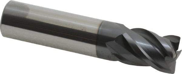 ProMax - 5/8", 4 Flute, Single End, Solid Carbide, 0.03" Corner Radius End Mill - 3" OAL, 40° Helix, Right Hand Flute, 7/8" LOC, Right Hand Cut - Eagle Tool & Supply