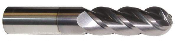 ProMax - 1" Diam, 2-3/4" LOC, 4 Flute Solid Carbide Ball End Mill - AlTiN Finish, Single End, 5" OAL, 1" Shank Diam, Spiral Flute - Eagle Tool & Supply