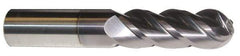 ProMax - 5/8" Diam, 1-1/4" LOC, 4 Flute Solid Carbide Ball End Mill - AlTiN Finish, Single End, 3-1/2" OAL, 5/8" Shank Diam, Spiral Flute - Eagle Tool & Supply