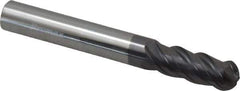 ProMax - 5/16" Diam, 3/4" LOC, 4 Flute Solid Carbide Ball End Mill - AlTiN Finish, Single End, 2-1/2" OAL, 5/16" Shank Diam, Spiral Flute - Eagle Tool & Supply