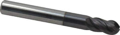 ProMax - 5/16" Diam, 1/2" LOC, 4 Flute Solid Carbide Ball End Mill - AlTiN Finish, Single End, 2-1/2" OAL, 5/16" Shank Diam, Spiral Flute - Eagle Tool & Supply