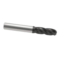ProMax - 3/8" Diam, 7/8" LOC, 4 Flute Solid Carbide Ball End Mill - AlTiN Finish, Single End, 2-1/2" OAL, 3/8" Shank Diam, Spiral Flute - Eagle Tool & Supply