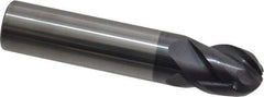 ProMax - 1/2" Diam, 5/8" LOC, 4 Flute Solid Carbide Ball End Mill - AlTiN Finish, Single End, 2-1/2" OAL, 1/2" Shank Diam, Spiral Flute - Eagle Tool & Supply