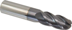 ProMax - 3/4" Diam, 1-5/8" LOC, 4 Flute Solid Carbide Ball End Mill - AlTiN Finish, Single End, 4" OAL, 3/4" Shank Diam, Spiral Flute - Eagle Tool & Supply