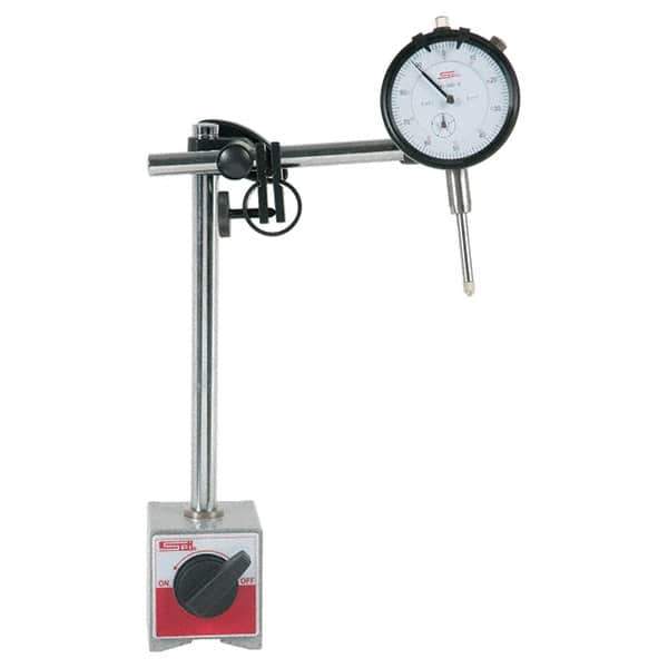 SPI - 0.001" Graduation, 0-100 Dial Reading, Dial Indicator & Base Kit - 63mm Base Length x 50mm Base Width x 55mm Base Height, 2-1/4" Dial Diam - Eagle Tool & Supply
