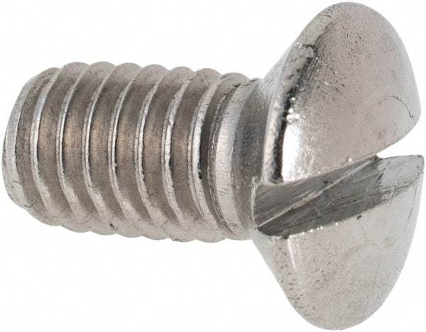 Value Collection - M6x1.00 Metric Coarse, 12mm OAL Slotted Drive Machine Screw - Oval Head, Grade 316 & A4 Stainless Steel, Uncoated, Without Washer - Eagle Tool & Supply