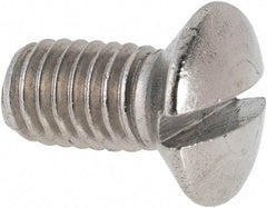 Value Collection - M6x1.00 Metric Coarse, 12mm OAL Slotted Drive Machine Screw - Oval Head, Grade 316 & A4 Stainless Steel, Uncoated, Without Washer - Eagle Tool & Supply