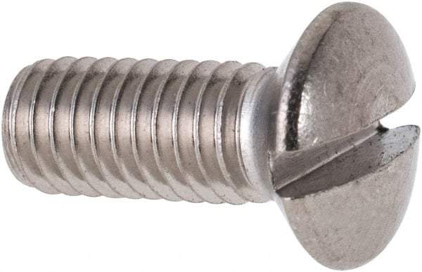 Value Collection - M6x1.00 Metric Coarse, 16mm OAL Slotted Drive Machine Screw - Oval Head, Grade 316 & A4 Stainless Steel, Uncoated, Without Washer - Eagle Tool & Supply