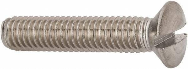 Value Collection - M6x1.00 Metric Coarse, 30mm OAL Slotted Drive Machine Screw - Oval Head, Grade 316 & A4 Stainless Steel, Uncoated, Without Washer - Eagle Tool & Supply
