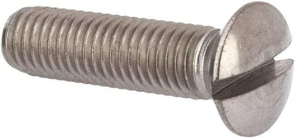 Value Collection - M10x1.50 Metric Coarse, 40mm OAL Slotted Drive Machine Screw - Oval Head, Grade 316 & A4 Stainless Steel, Uncoated, Without Washer - Eagle Tool & Supply