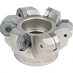 Iscar - 9 Inserts, 2" Cut Diam, 3/4" Arbor Diam, 0.303" Max Depth of Cut, Indexable Square-Shoulder Face Mill - 0/90° Lead Angle, 1.57" High, HP AN.. 0702.. Insert Compatibility, Series Heliplus - Eagle Tool & Supply